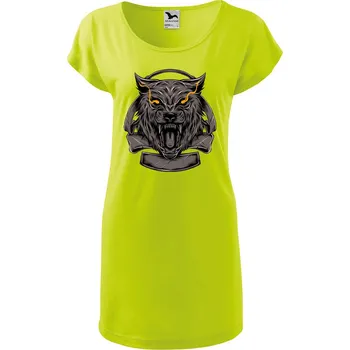Dámské tričko DOBRÝ TRIKO Dámské tričko/šaty Vlčí hlava Velikost: XL, Barva: Limetková