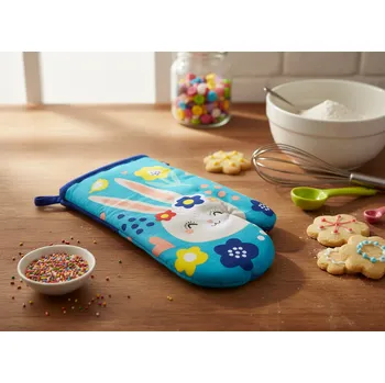 Chňapka Kuchyňská bavlněná rukavice chňapka RABBIT FRIENDS - 1 KUS modrá 18x30 cm, 100% BAVLNA