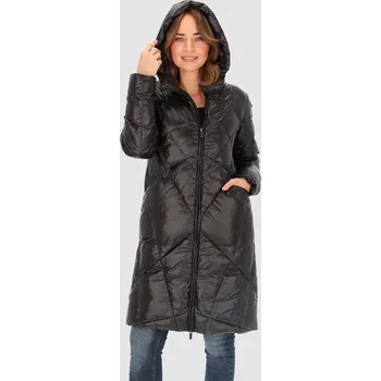 Černá dámská péřová prošívaná bunda s kapucí BLH 236060 FX - black Velikost: 2XL