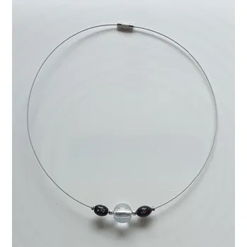 Náhrdelník Náhrdelník na lanku s vinutkami - průhledná-černá
