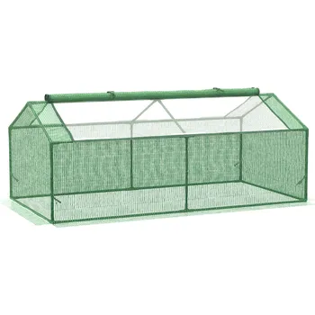 Skleník Outsunny polytunelový skleník s oknem Skleník na rajčata Studený rám 180 x 90 x 70 cm Zelený | Aosom