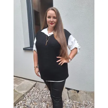 Dámská košile Košile s pletenou vestičkou černá Velikost: UNI: XXL-5XL