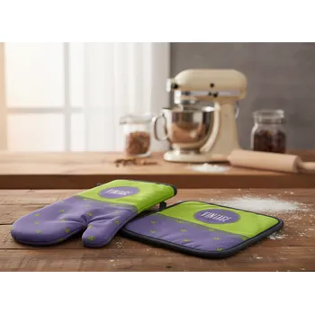 Chňapka Kuchyňský SET rukavice/chňapka VINTAGE fialová, 18x30 cm/20X20 cm , 100% bavlna