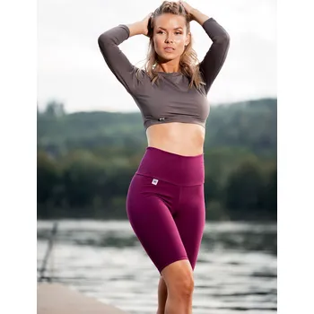 BHiStyle dámské leginy nad kolena s vysokým pasem JUSTIN wine red VELIKOST: XXS