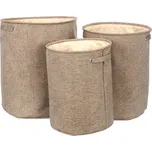 Vikio Koš na špinavé prádlo v hnědé látce, Sada 3ks, Polyester. ABD107H