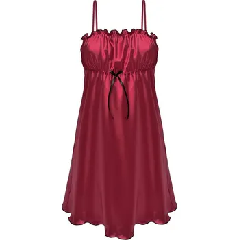 Dámská noční košile Dámská saténová košilka DKAREN Elwira vínová - XL