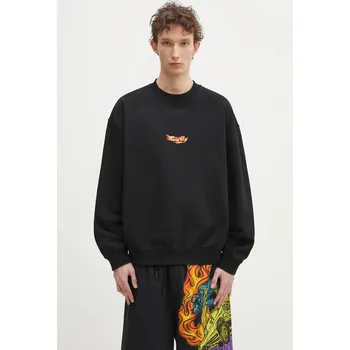 Dámská mikina Bavlněná mikina Marcelo Burlon County Flame Boxy Crewneck Black Red CMBA09CS25FLE0051025 černá 99X, vel. XL
