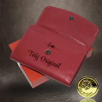 Tvujoriginal Dámská červená kožená peněženka BELLUGIO s gravírováním jména, textu nebo fotky Červená