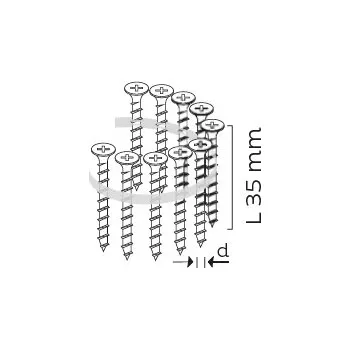 Vrut KMR-BEA Vruty sádrokarton – dřevo, hrubý závit, v rolích - ** Pro šroubováky 3338/3383 pouze s použitím nástavce 14411543 4,0x35 PHO