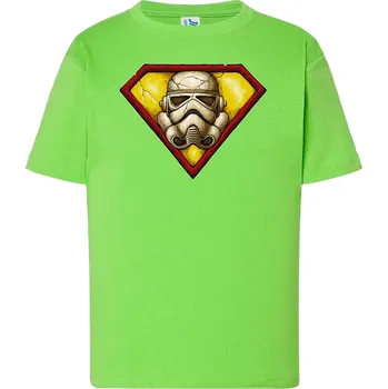 Chlapecké tričko detske-levne-bavlnene-tricko-potisk-superman-stormtrooper Barva: Lime - limetková, Dětská bavlněná trička JHK: L