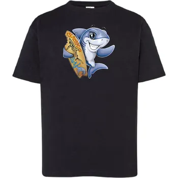 detske-levne-bavlnene-tricko-potisk-zralok_surfar Barva: Black -černá, Dětská bavlněná trička JHK: S