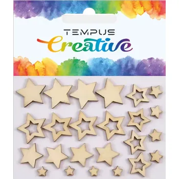 Dřevěná hračka Dřevěné výřezy, HVĚZDIČKY, 24ks/bal.