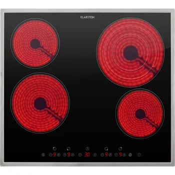 Varná deska Klarstein Virtuosa 60cm Sklokeramická varná deska 4 Varné zóny Černá/Stříbrná (10035551)