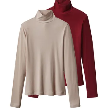 Dámský svetr esmara® Dámský žebrovaný rolák, 2 kusy (červená/béžová, XS(32/34))