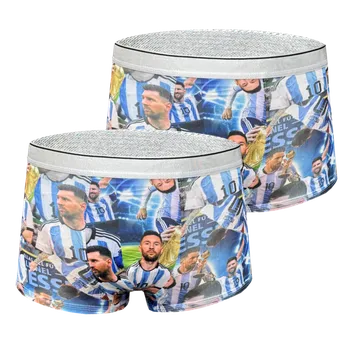 Chlapecké spodní prádlo PeSaiL Chlapecké boxerky s potiskem fotbalisty Argentina - Lionel Messič.10 (2ks/Balení) Velikost: 4-roky.(vel.98)