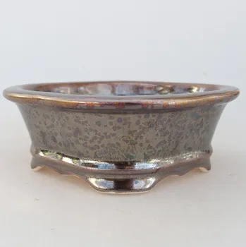 Květináč Keramická bonsai miska 13 x 12 x 5 cm zlatá