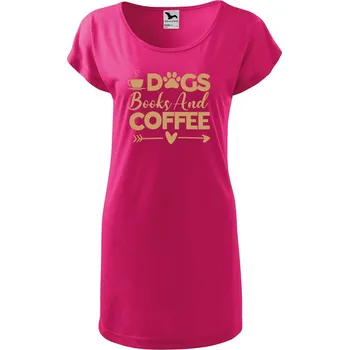 DOBRÝ TRIKO Dámské tričko/šaty Psi knihy a káva Velikost: 2XL, Barva: Purpurová