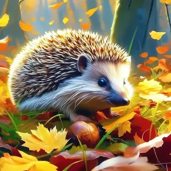 Diamantové malování Diamantové malování/Homfun - Ježek a podzimní listí