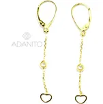 Zlaté visací náušnice srdíčka