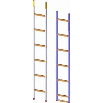 Žebřík Žebřík hákový pro požární sport skládací - s hranatými štěříny, vyvařenými pouzdry a nerezovým hákem - 3 příčky