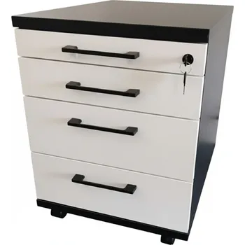 Zásuvkový kontejner PRACUJ ZDRAVĚ Kancelářský zásuvkový kontejner černý korpus - bílé čílka