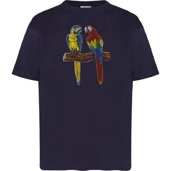 Chlapecké tričko detske-levne-bavlnene-tricko-potisk-laska-papousci Barva: Navy - tmavě modrá, Dětská bavlněná trička JHK: L