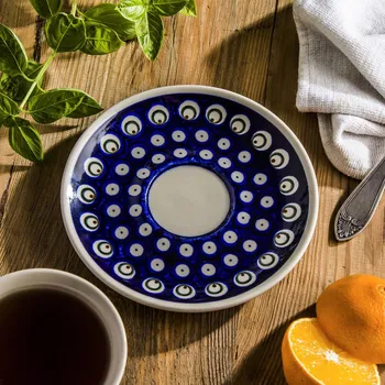 Talíř Keramický talíř / podšálek Bolesławiec 16 cm - dek. 487