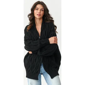 Dámský svetr Dámský kardigan z robustního pletení S163 Barva: Černá, Velikost: ONE SIZE