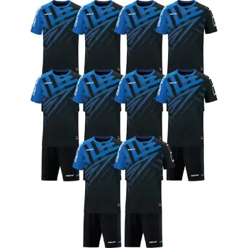 Saller SQUAD50 10 x Tréninkový set BARVA: 105 modrá-černá-bílá, Velikost: XXL Týmový funkční komplet – tričko a šortky S.Dry-Tech pro sportovní výkon