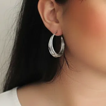 Šperk Velké kruhové náušnice z chirurgické oceli Duo Relief č. 1736