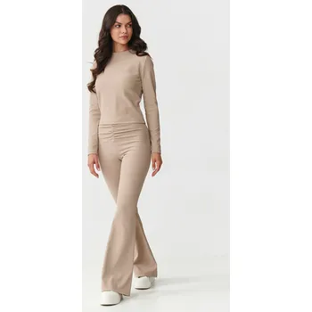 Dámská móda Elegantní sada z žebrovaného materiálu M893 Barva: Béžová, Velikost: M