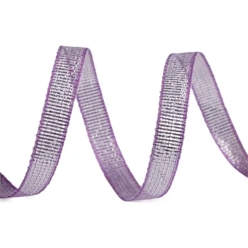 Stuha Brokátová stuha s lurexem šíře 10 mm fialová 10 m