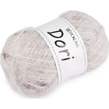 Příze Pletací mohérová příze s nopky Dori 100 g, barva 13 (F013) béžovobílá