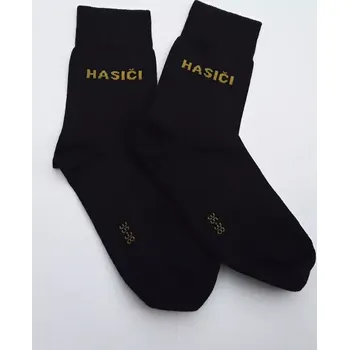 Pánské ponožky Ponožky - černé bavlněné s nápisem HASIČI - 45-46