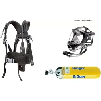 Plynová maska Dýchací přístroj DRÄGER PSS4000 maska FPS 7730 náhlavní kříž, ocel lahev