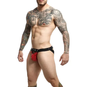 Pánské erotické prádlo MOB Eroticwear DNGEON Peekaboo Jock - Red - O/S