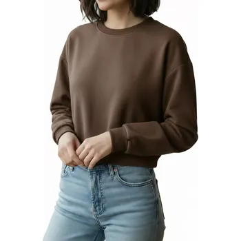 Dámská mikina Dámská krátká crop mikina- hnědá