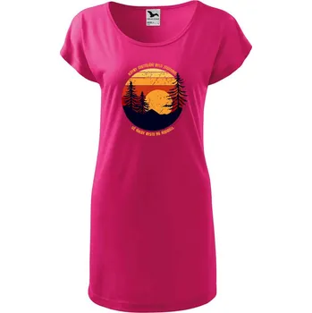 DOBRÝ TRIKO Dámské tričko/šaty s potiskem Cestování Velikost: 2XL, Barva: Purpurová