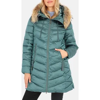 Smaragdová dámská ležérní zimní bunda s kožíškem BLH 220036 FF - emerald Velikost: M