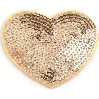 Nažehlovačka srdce s flitry zlatá sv. 10 ks