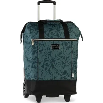Nákupní taška PUNTA wheel Velká nákupní taška na kolečkách 10303-2408 petrolejová s květy