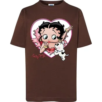 Dívčí tričko detske-levne-bavlnene-tricko-potisk-Betty-boop-pejsek Barva: Chocolate - čokoládově hnědá, Dětská bavlněná trička JHK: XL