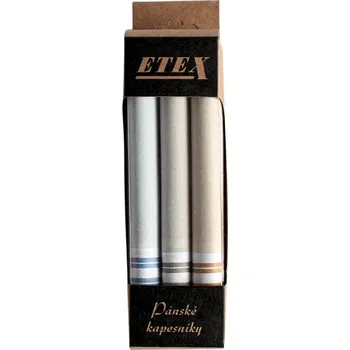 Látkový kapesník ETEX Pánské látkové kapesníky v malé krabičce M1 - 3 kusy