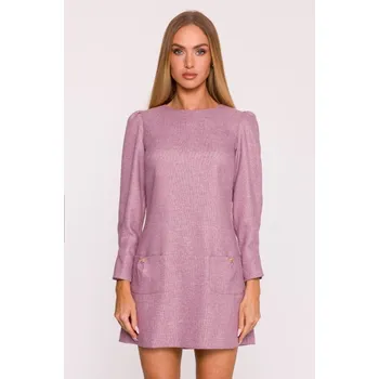 Dámské šaty Tweedové mini šaty M870 Barva: Hnědá, Velikost: M