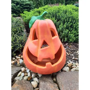 Zahradní dekorace Makra Dýně maxi malovaná 36 x 30 cm Oranžová