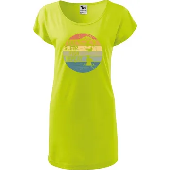 Dámské oblečení DOBRÝ TRIKO Dámské tričko/šaty Eat sleep fish Velikost: 2XL, Barva: Limetková