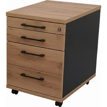 Zásuvkový kontejner PRACUJ ZDRAVĚ Kancelářský zásuvkový kontejner grafitový korpus - čílka Dub Craft zlatý