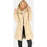 Béžová dámská péřová bunda s ozdobnými stahovacími šňůrkami BLH 241003 FX - Beige Velikost: M