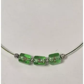 Náhrdelník Náhrdelník na lanku s vinutkami - zelená/růžičky (do vyprodání zásob)