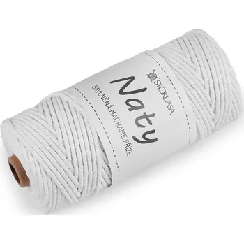 Příze Bavlněná pletací příze macrame Naty Ø3 mm rozčesávací